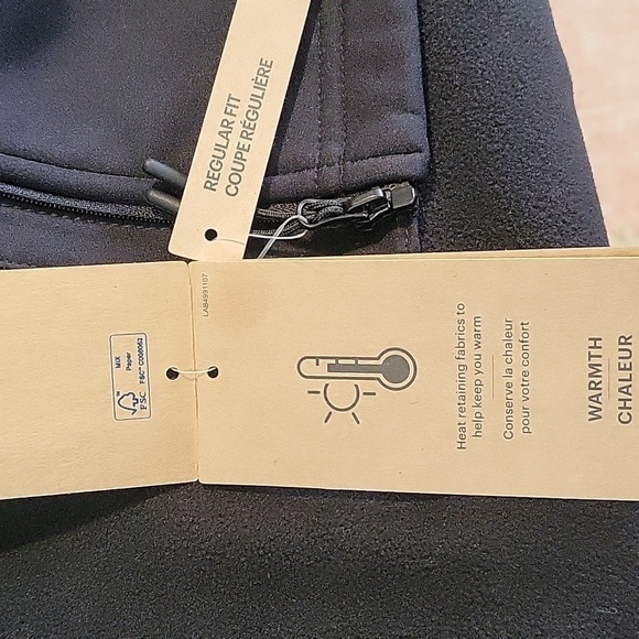 Asics Hooded Softshell Fleece Lined Scuba Hood 2 Pocket Warm Jacket Size Large - Picture 8 of 14